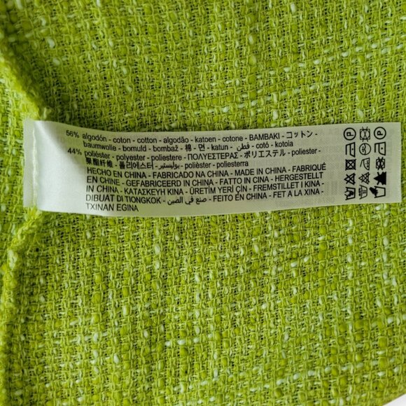 Zara oversized sleeveless tweed lime collared textured minidress size M EUC - Picture 12 of 14